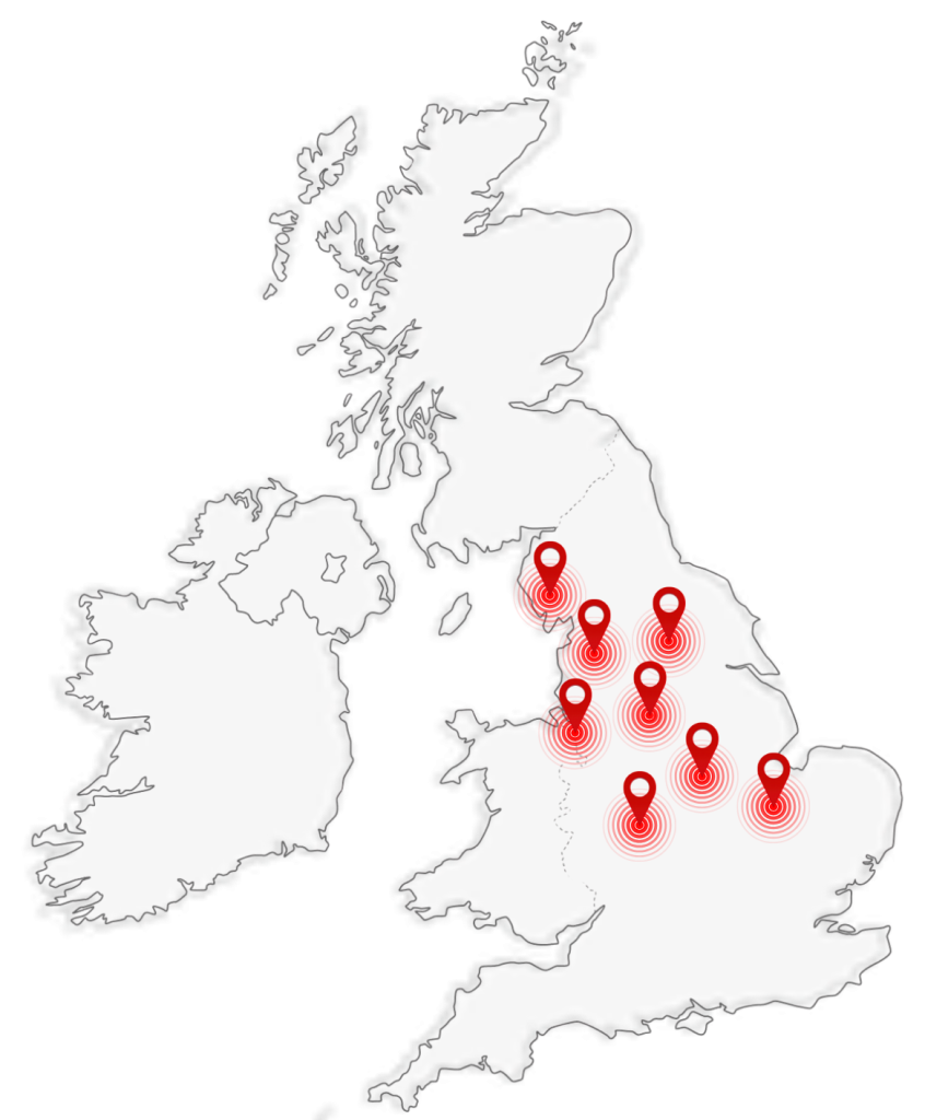 Map showing the operating locations with the North West for Central Electrical & Mechanical